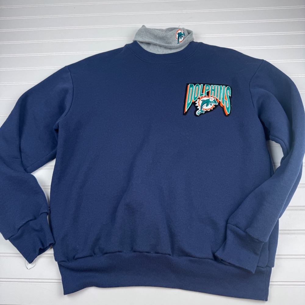 Vintage Miami Dolphins NFL Majestic Medium Turtleneck Sweatshirt 90s
